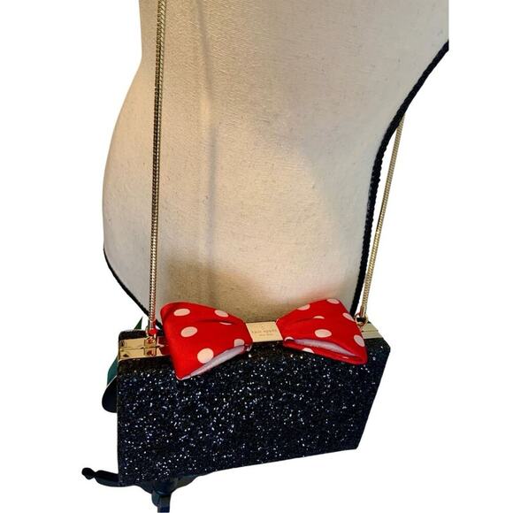 Kate Spade Minnie Mouse Black Glitter Bow Bag - Picture 6 of 10